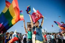 People at a lgbt pride event in Turkey