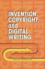 Book cover to Invention,Copyright, and Digital Writing, yellow arrow on orange background