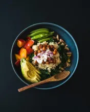 An overhead photo of a salad.