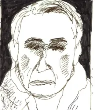 Cartoon portrait of Roland Barthes