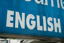A sign with the word "english" 