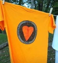 Photo of a shirt in the clothesline project.