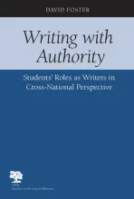 Cover image of Writing with Authority, text on blue background