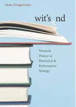 Cover to Wit's End, letters falling off words, stack of books